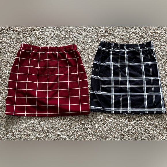 Stylish Plaid Skirt Set - Red and Black - Picture 2 of 2